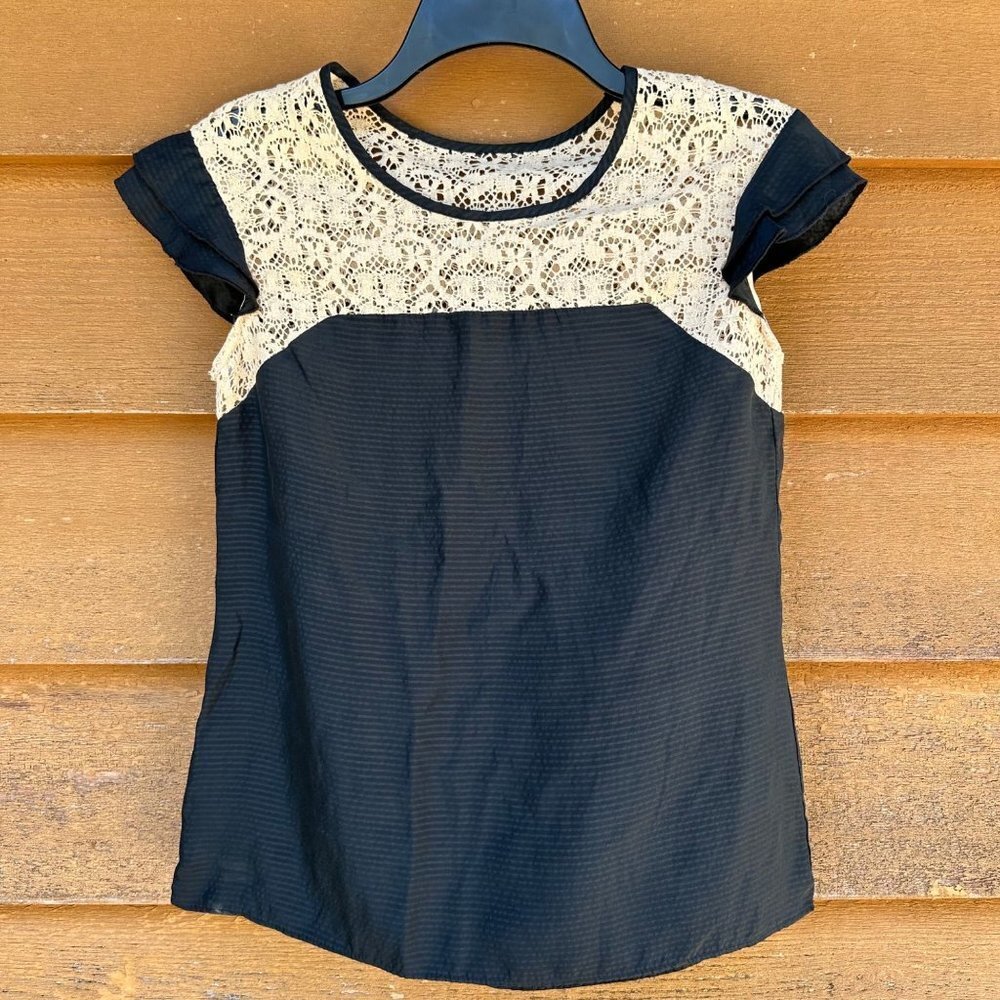 Corey Lynn Calter Black Silk Lace Top Women’s Shirt Size 0
